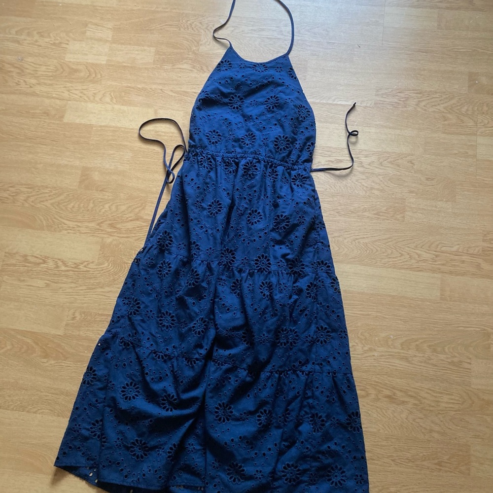 NWOT Time and Tru Navy Blue Eyelet Dress - Picture 3 of 6